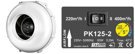 PrimaKlima PK125-2 (Two-speed) 220/400 m³/h