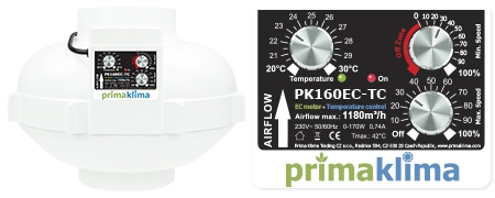 PrimaKlima PK160EC-TC 1180 m³/h Drehzahl- u. Klimaregler